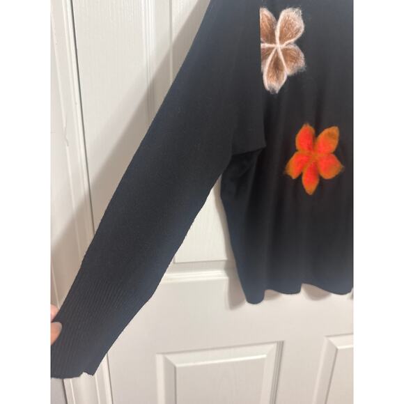 Aaeda Felted Floral Dolman Sleeve Sweater Embroidered Size Large Whimsical - Picture 4 of 12